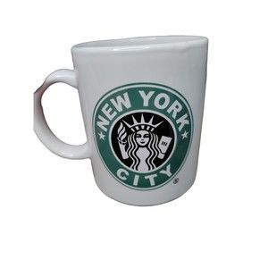 Starbucks New York City Coffee Mug -" New York Loves You"! White & Green